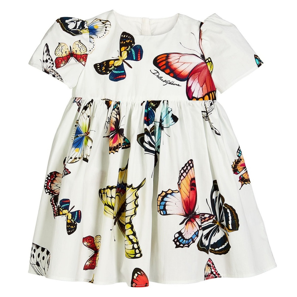 Dolce & Gabbana Butterfly Print Poplin Dress